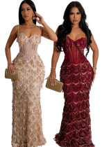 Women Sequin Party Suspender Bodycon Dress