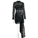Women lace sexy See-Through long-sleeved Bodycon dress