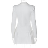 Women Solid Sexy V Neck Turndown Ruffled Dress