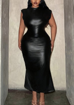 Plus Size Women Black Sleeveless Bodycon Dress Plus Size Women Black Sleeveless Bodycon Dress