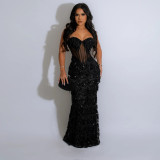 Women Sequin Party Suspender Bodycon Dress