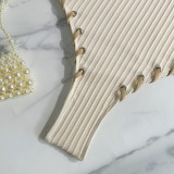 Lace-Up Colorblock Sexy One-Piece Strap Swimsuit