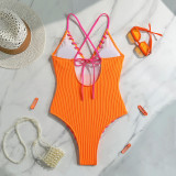 Lace-Up Colorblock Sexy One-Piece Strap Swimsuit