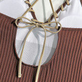 Lace-Up Colorblock Sexy One-Piece Strap Swimsuit