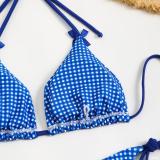 Plaid Printing Triangle Bikini Women Two Pieces Swimsuit