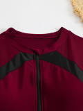 Sexy Racing Surfing Suit Color Matching One-Piece Zipper Tight Fitting Slim Fit Swimsuit