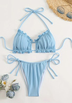 Drawstring Lace-Up Hollow Stripes Two Pieces Bikini Swimsuit Drawstring Lace-Up Hollow Stripes Two Pieces Bikini Swimsuit