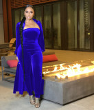 Sexy Velvet Strapless Women Jumpsuit Jacket Two Piece Set