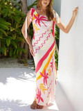 Spring Summer Print Fashion Sexy Lace-Up Strap Backless Casual Women's Dress