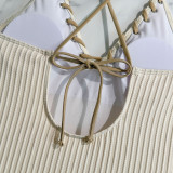 Lace-Up Colorblock Sexy One-Piece Strap Swimsuit