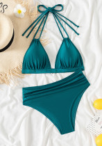 Sexy Beach Solid Color Two Piece Lace-Up Bikini Swimsuit Sexy Beach Solid Color Two Piece Lace-Up Bikini Swimsuit