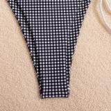 Plaid Printing Triangle Bikini Women Two Pieces Swimsuit