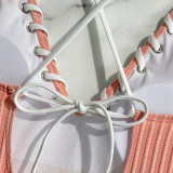 Lace-Up Colorblock Sexy One-Piece Strap Swimsuit