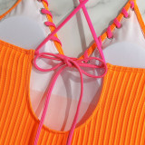Lace-Up Colorblock Sexy One-Piece Strap Swimsuit