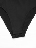 Spring Autumn Lace Patchwork Square Neck Black Bodysuit