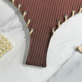 Lace-Up Colorblock Sexy One-Piece Strap Swimsuit