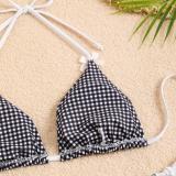 Plaid Printing Triangle Bikini Women Two Pieces Swimsuit