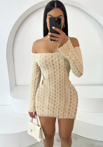 Spring Fashion Sexy Off Shoulder Slim Low Back Bodycon Women's Dress Spring Fashion Sexy Off Shoulder Slim Low Back Bodycon Women's Dress