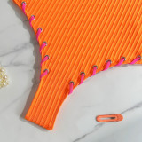 Lace-Up Colorblock Sexy One-Piece Strap Swimsuit