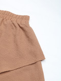 Summer Casual Textured Ruffle Layered Wide-Leg Women's Shorts