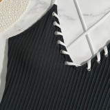 Lace-Up Colorblock Sexy One-Piece Strap Swimsuit