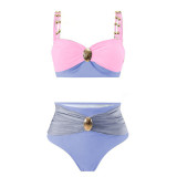 Women Bikini Solid Sexy Swimwear Three-Piece