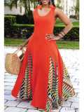 Women Spring and Summer Round Neck Patchwork Dress