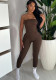 Women sexy Strapless Backless Solid sports pants Jumpsuit