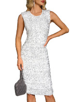Women sleeveless split sequin dress Women sleeveless split sequin dress