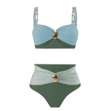 Women Bikini Solid Sexy Swimwear Three-Piece