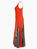 Women Spring and Summer Round Neck Patchwork Dress