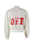Women Casual Print Ribbed Jacket