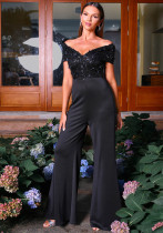 Women's Clothing Off Shoulder Short Sleeve Slim Waist Chic Jumpsuit Evening Party Wear Women's Clothing Off Shoulder Short Sleeve Slim Waist Chic Jumpsuit Evening Party Wear