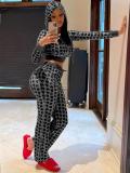 Women's Fashion Casual Velvet Valentine's Day Heart Print Two-Piece Pants Set