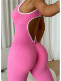 Sports Jumpsuit Sleeveless Quick-Drying Ribbed Tight Fitting Fitness One-Piece Yoga Suit