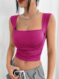 Women's Slim Fit Short Sexy Solid Color Vest Crop Strap Top