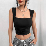 Women's Slim Fit Short Sexy Solid Color Vest Crop Strap Top
