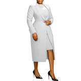 Turndown Collar Slim Waist Back Slit Blazer Sleeveless Dress Two-Piece Set