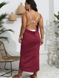Plus Size Women's Shawl One-Piece Irregular Beach Multi-Wear Strap Cross Dress