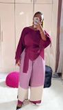 African Plus Size Women's Clothing Casual Fashion Color Matching Loose Two-Piece Pants Set