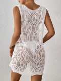 Women's Beach Cover-Up Sexy Hollow Sleeveless Knitting Dress