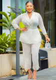 African Plus Size Women's Fashion Casual Suit Chic Fringe Two-Piece Pants Set
