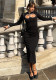 Spring Solid Color High Neck Lace Patchwork Long Sleeve Slim Dress