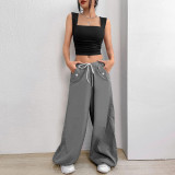 Women's Slim Fit Short Sexy Solid Color Vest Crop Strap Top