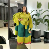 African Plus Size Women's Clothing Casual Fashion Color Matching Loose Two-Piece Pants Set
