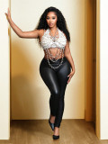 Women's Pearl Tassel Vest Sexy Halter Neck Body Top