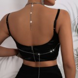 Rhinestone Strap Halter Neck Hollow Body Chain