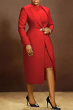 Turndown Collar Slim Waist Back Slit Blazer Sleeveless Dress Two-Piece Set