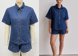 Summer Women's Casual Loose Denim Shirt Shorts Set