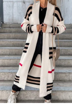 Long Striped Knitting Cardigan Loose Sweater Jacket Long Striped Knitting Cardigan Loose Sweater Jacket